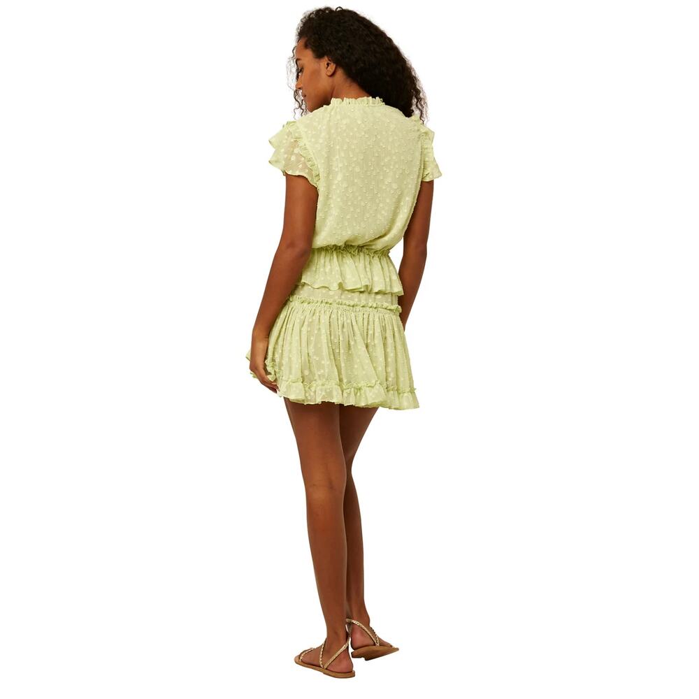 Misa LA Lillian Chiffon Smocked Tiered Mini Dress Honeydew S - Picture 5 of 10